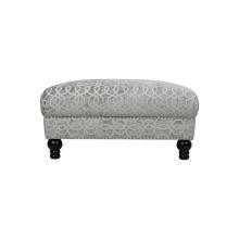 Velvet Patterned Square Ottoman with Wood Legs